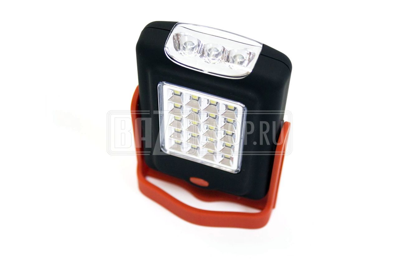 Фонарик LED 3 + 20 диодов (магнитное крепление) 80LM, 7000K, 3 AAA, с поворотной ручкой (в упак.)** / 575023